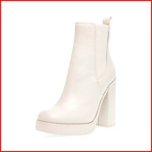 Leather Chelsea Boots with Chunky Block Heel and Square Toe